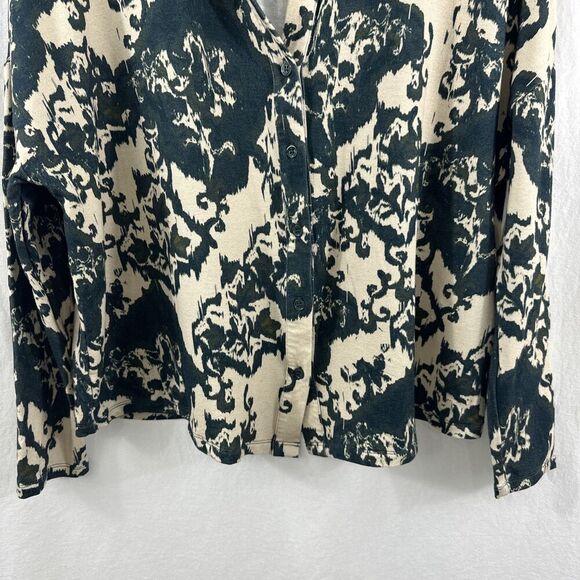 Majestic Filatures Deluxe Tee Shirt Deep Teal Button Front Womens Size 1 XS - Picture 5 of 11